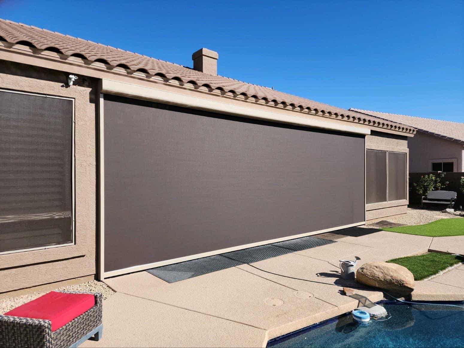 Drop Shades installed by Valley Screens in the Coachella Valley